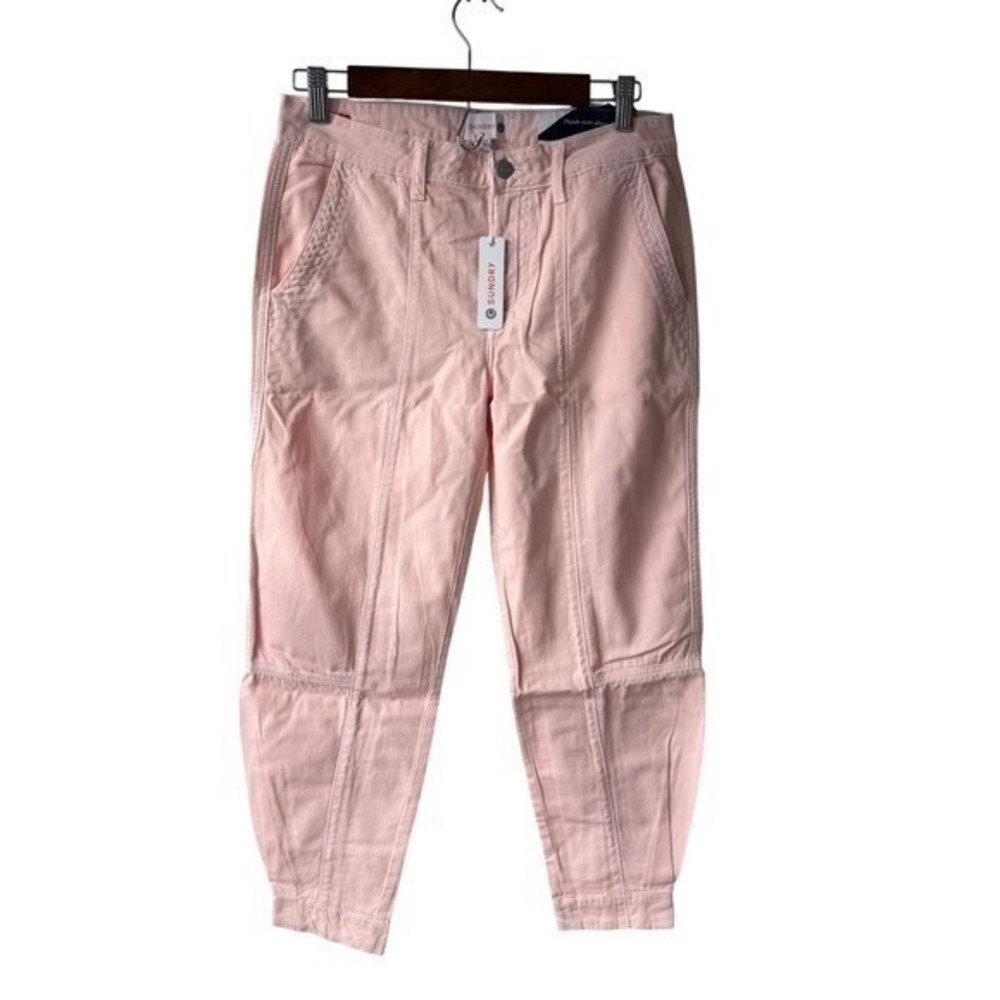 Sundry Anthropologie Utility Jogger Pants Peach Pink Rose Tapered Size 29 NWT